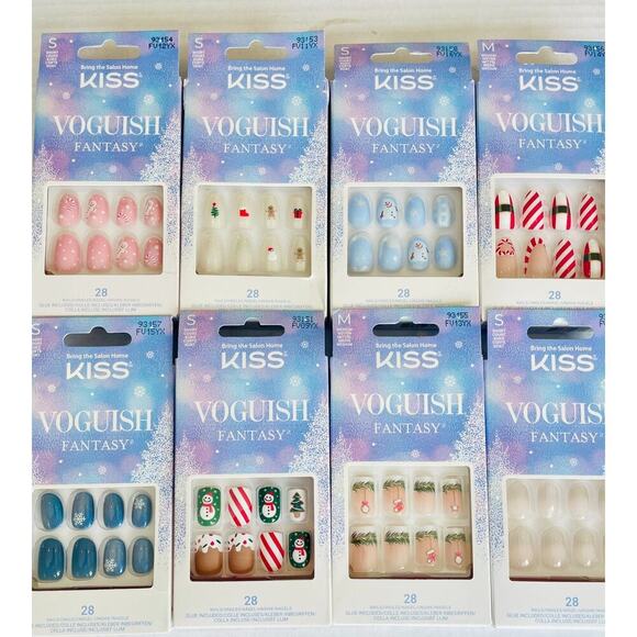 Kiss Voguish Fantasy Press on Holiday Nails Bundle of Six Sets - Picture 1 of 10